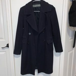Zara Double Breasted Navy Peacoat XS